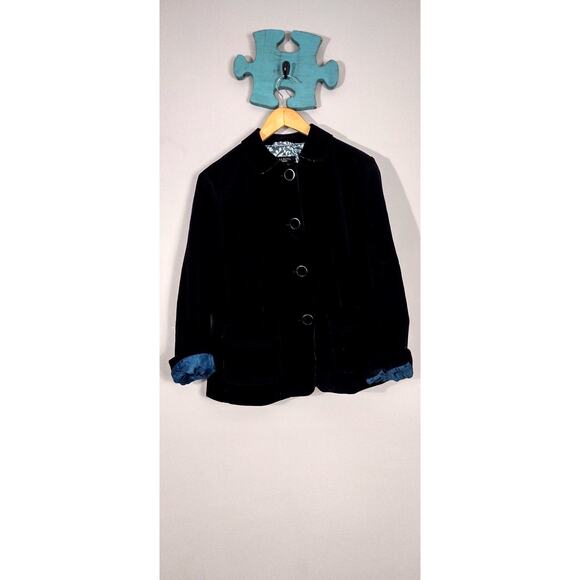 Talbots Dark Black Lined Corduroy Jacket 10 Classic Office Whimsygoth - Picture 8 of 16